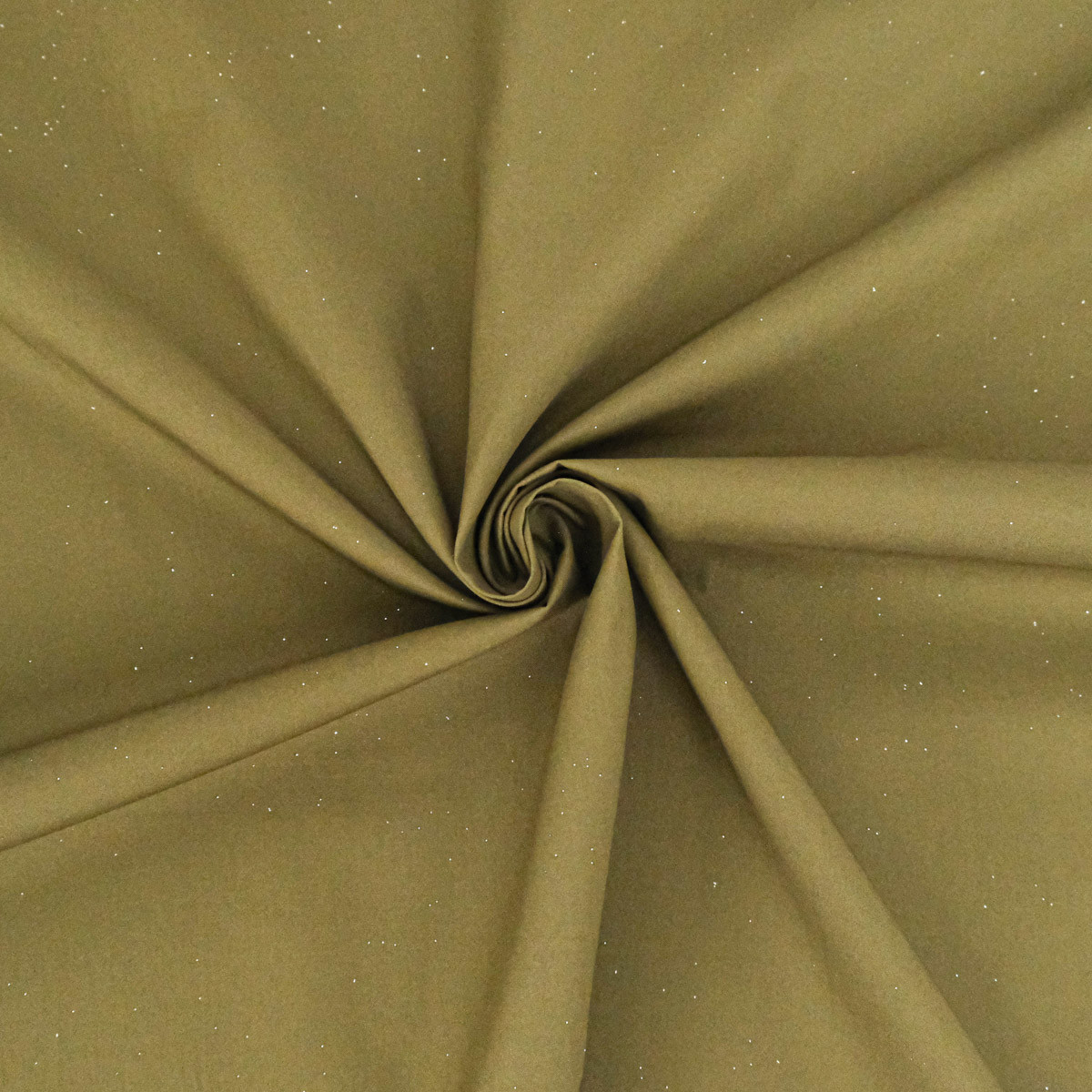 Khaki Cotton Poplin with Silver Sequins - Maison Klem